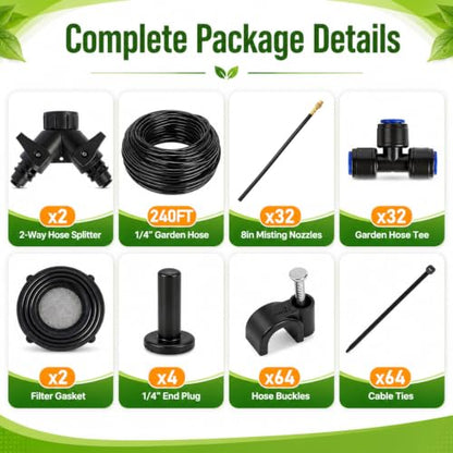 Bonviee 240FT Drip Irrigation System with Adjustable Nozzles - size: 240ft