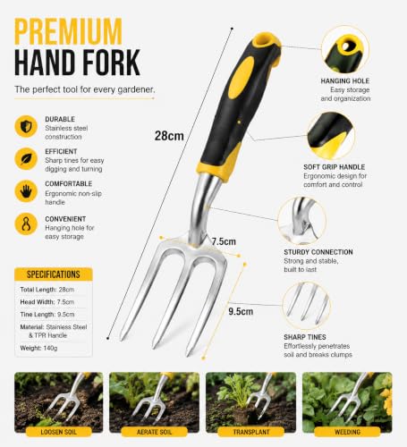 Garden Hand Trowel, Heavy Duty Stainless Steel Shovel for Planting (3-Prong Cultivator) - color: 3-Prong Cultivator