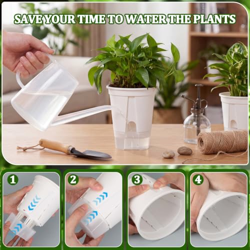 24 Pcs 4.72" Self Watering Pots for Indoor, White,Clear - color: White,clear