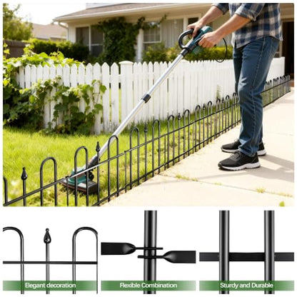 7ft(L) x 12.8in(H) 5 Panels Metal Decorative Garden Fence - size: 5 Panels-7ft(L) x 12.8in(H)