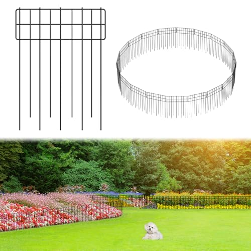 Garden Fence 19.5 FT x 17" H, Decorative Metal Border for Flower Beds - size: 19 Square Panels-19.5ft(L)x12.32"(W)