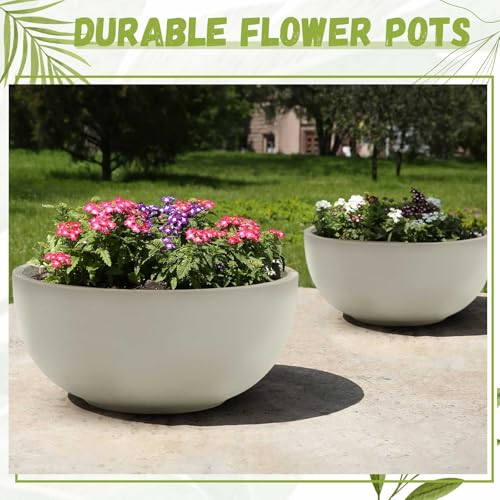 17.7 Inch Concrete Planter Bowl, Round Cement Planter Pots