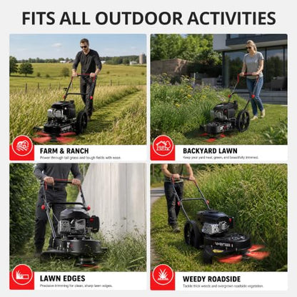 AMERISUN 22-Inch 170cc Walk Behind String Trimmer with 14-Inch High Wheels
