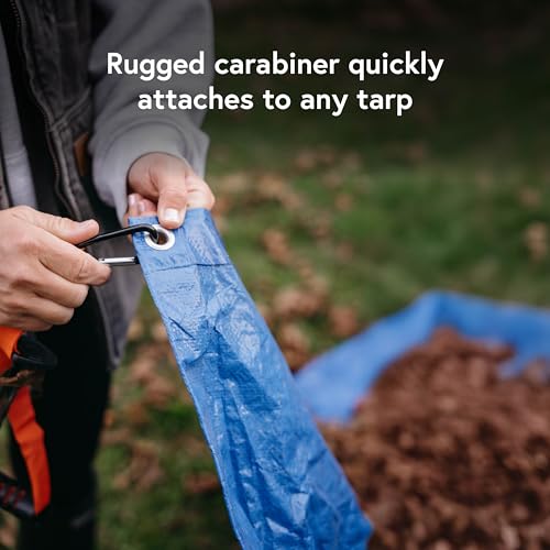 EZ Tarp Tugger - All In One Comfort Grip, Carabineer & Stake – Quick Attach Carabineer Hooks To All Standard Tarps – Stakes Securely In Ground In Windy Conditions - Set of 2 - size: 12 inches x 6 inches