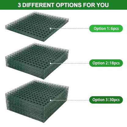 Plant Protectors from Animals - DIY Reusable Plant Cages for Outdoor Plants, Square Mesh Plant Covers Kits, 12"x12" Panels (6/18/30 Pcs) (6, Dark Green)
