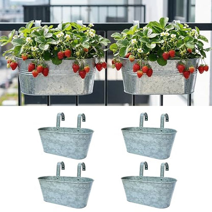 LaLaGreen Rail Planter (16 in, 6 Pack) Silver Metal Hanging Flower Pots - size: 16" (41cm) x 4 Pack