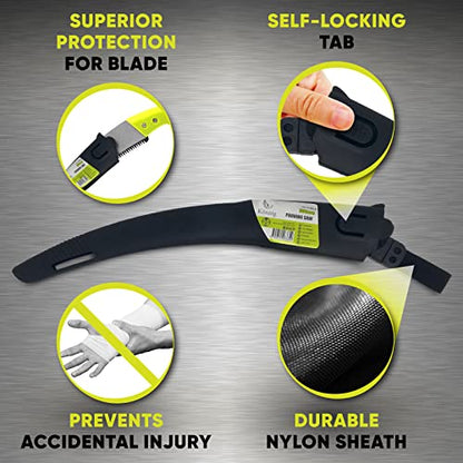 Professional Heavy Duty Pruning Saw (RAZOR SHARP 14" CURVED BLADE) Comfort Handle with Saw Blade Enclosure - size: 14" Curved