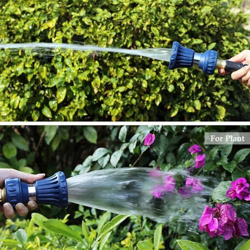 HOSUN Garden Hose Nozzle, Fireman Style Hose Nozzle, Heavy Duty Brass Hose Nozzle, Leak Proof & Best High-Pressure Sprayer for Plants Watering, Car Washing, Pet Washing, etc. (blue) - color: Blue