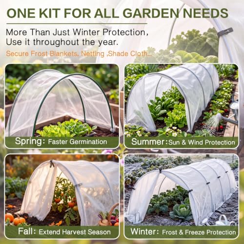 61 Pcs Plant Covers Freeze Protection Kit, 10 x 50 ft - size: 10 ft X 50 ft