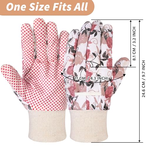 DOFOWORK Gardening Gloves, 4 Pair Floral Garden Gloves for Women with Dots - color: Blue