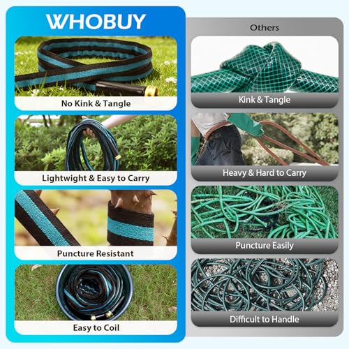 25FT Non-Expandable Garden Hose, Flexible Water Hose with Spray Nozzle, Kink-Resistant, Leakproof 3/4" Brass Connectors, Lightweight & Portable Water Pipe for Yard, Lawn Outdoor - size: 25FT