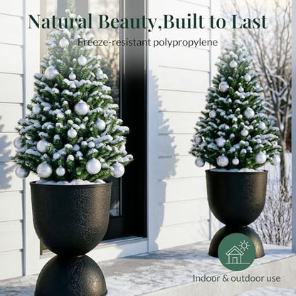 KOL 18 Inch Tall Planters, Black Plastic Urn Planters, 2 Pack - color: Black, size: Bundle: 18"+18"