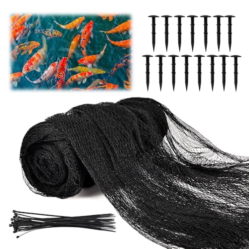 Pond Netting, 15x20FT Heavy Duty, Extra Strong Rip Proof Mesh with Reinforced Edges, Garden Net for Koi Fish Pond Protection from Raccoons, Herons, Leaves, UV Resistant & No-Sag Design - size: 15*20ft