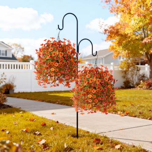 ZFProcess Artificial Fall Flowers for Outdoors 2PCS Silk Fake Flowers - color: Fall Orange
