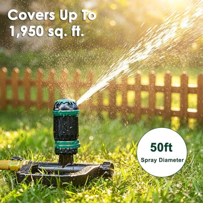FANHAO Gear Drive Sprinkler with Metal Base, Adjustable Lawn Sprinkler