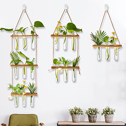 Leumoi 3pcs Hanging Propagation Station, Vertical 18 Glass Test Tubes