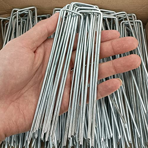 20 Pcs 6 inch Garden Landscape Staples Galvanized Pins Lawn Stakes for Weed Barrier Ground Cover,U-Type Heavy Duty (20 Pcs x 6") - size: 20 Pcs x 6"