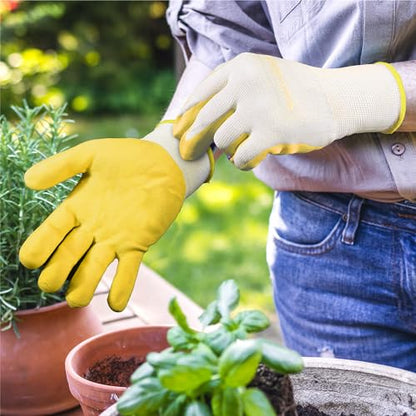 HANDLANDY 2/3/6 Pairs Womens Gardening Gloves, Garden Gloves for Women - color: Yellow & Violet (2 Pairs), size: Small