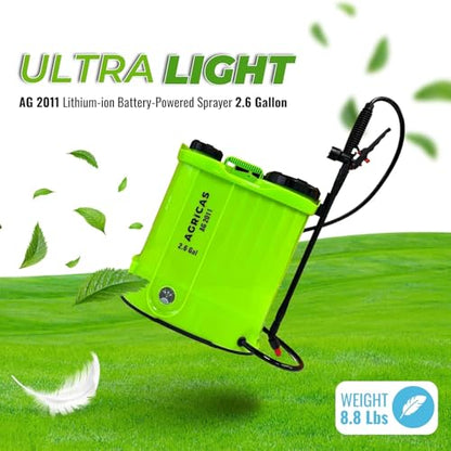 Battery Powered Backpack Sprayer-18V Dual Battery 2.6 Gal, Adjustable 0-100 PSI Pressure, 7 Nozzles, Telescopic Wand, Electric Sprayer, Lawn & Garden Use - color: Model1-Two Battery-2.6 Gal