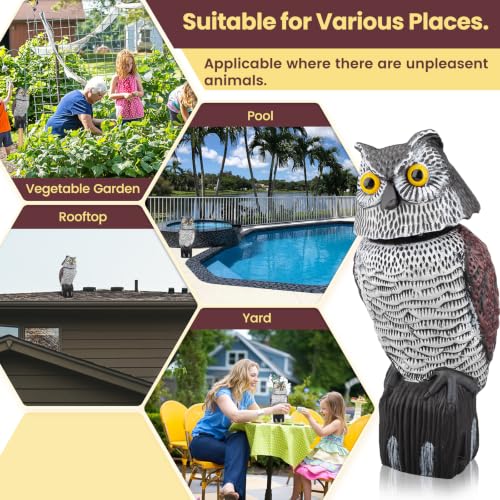 Owl Decoys to Scare Birds Away, Waterproof Owl Statue for Garden - size: Small