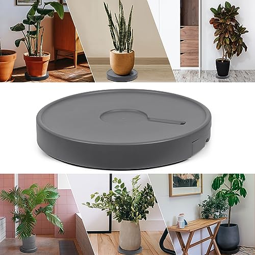 15.7 inch Plant Caddy with Wheels Heavy Duty, Movable Round Rolling Plant Stand Plant Dolly with Invisible Wheels and Water Drawer - color: Gray, size: 15.7inch - 2pcs