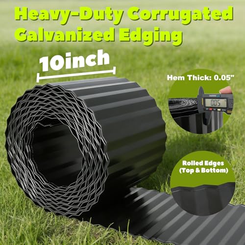 Anleolife Galvanized Steel Garden Landscape Edging Roll, 40FTx10 Black - color: Black, size: 10 inch× 40 ft