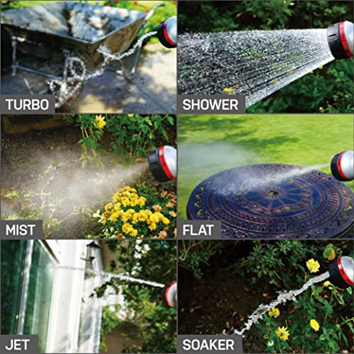 Eden PRO Metal 6-Pattern Hose Nozzle: Rear Trigger, Cyclonic Turbo Spray - style: Rear Trigger