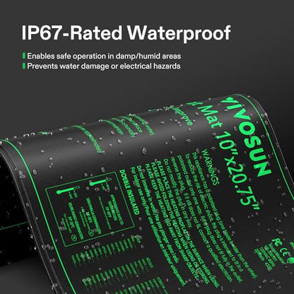 VIVOSUN 2 Pack Durable Waterproof Seedling Heat Mat Warm Hydroponic Heating Pad 10 x 20.75 Inch, Soil Tester, 3-in-1 Plant Moisture Meter Light and PH Tester for Germination, Indoor Gardening, Greenho