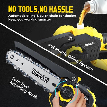 2-in-1 Electric Pole Saw for Tree Trimming,1200W Brushless 6 Inch - color: Yellow, size: 6inch