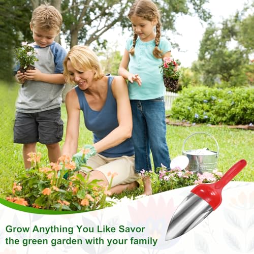 M METERXITY 2-Pack Garden Shovel Trowel Hand Shovels, 30cm/11.81 Inch Stainless Steel Gardening Tools for Digging, Transplanting, Soil Loosening and Planting, Ergonomic Handle [Red] - color: Red