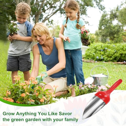 M METERXITY 2-Pack Garden Shovel Trowel Hand Shovels, 30cm/11.81 Inch Stainless Steel Gardening Tools for Digging, Transplanting, Soil Loosening and Planting, Ergonomic Handle [Red] - color: Red