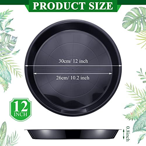 Sawysine 30 Pack Plastic Plant Saucer Round Drip Trays Black Flower Pot Saucers Thick Plant Dish Sturdy Water Tray Heavy Drainage Potted Container for Indoor Outdoor Garden (12 Inches) - size: 12 Inches