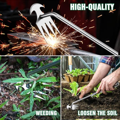 Weed Removal Tool, 2025 New Garden Weeding Tools Manganese Steel Hand Weeder Tool with Handle, 4 Teethes Dual Purpose Manual Weeders Tool Weed Pulling Tool for Garden19.6inch - style: Weed Puller Tool 50mm