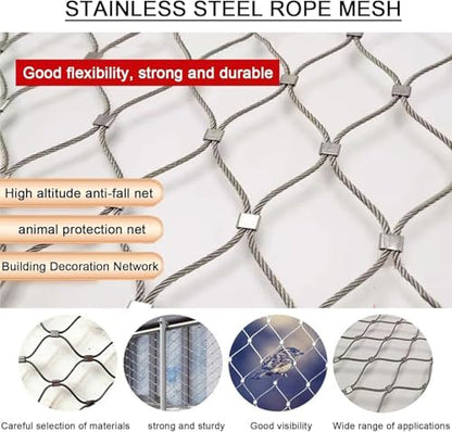 VXHCS Hardware Cloth Wire Mesh Roll, 304 Stainless Steel Rope Wire Mesh 3.3x6.6ft Plant Climbing net, 5cm/2mm Chicken Wire Fence Roll, Tree Guard, Critter Fence, Mesh for Cage Fence, Balcony, Stair - color: 5cm/2mm, size: 3.3'x6.6'