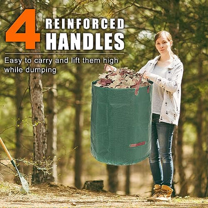 72 Gallon 6 Pack Leaf Bags Reusable for Lawn & Garden - color: Green-72 Gallons