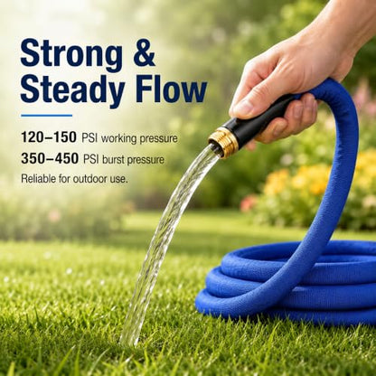 50FT Garden Hose, 5/8-Inch Flat Ultra Lightweight Flexible & Kink Free - color: Blue, size: 50FT