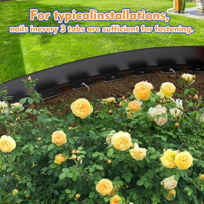 4 Inch x 66 FT (Multiple Sizes Available) Landscape Edging, Garden Edging Borders with 70pcs Upgrade Stakes, Flexible No Dig Plastic Garden Border for Lawn, Landscaping, Flower Beds, tree and Yard - size: 4IN x 66FT