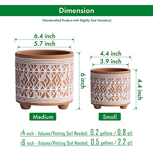 D'vine Dev 2-Pack Terracotta Pots, 4/6 in, Savanna Weave, 31-953-G-1 - style: Savanna Weave
