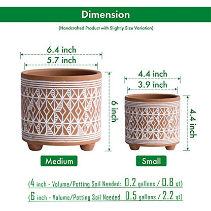 D'vine Dev 2-Pack Terracotta Pots, 4/6 in, Savanna Weave, 31-953-G-1 - style: Savanna Weave