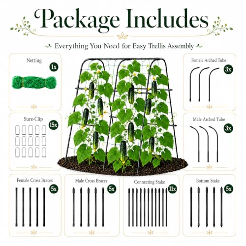 FOLLOOK Cucumber Trellis for Raised Garden Bed, 48x48inch, Black - color: Black, size: 48x48inch