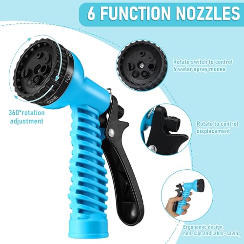 Pangda Expandable Coil Garden Hose 25 ft with Spray Nozzle, Blue - color: Blue, size: 25 Ft