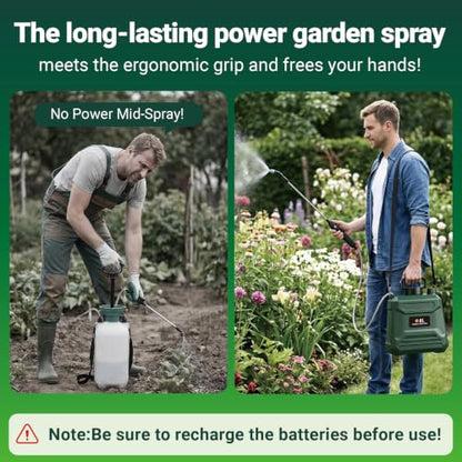 Battery Powered Sprayer 2 Gallon Powerful Electric Weed Sprayer Pump Garden - color: Green