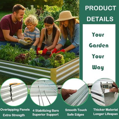 Galvanized Raised Garden Bed 8x4x1ft Single Unit - size: 8x4x1ft (1 PC)