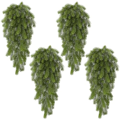 Waipfaru 4Pcs Artificial Hanging Plants, Pine Christmas Teardrop Swag - color: Pine, size: 4Pcs Plants