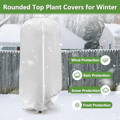 4 Pack Rounded Top Plant Covers Freeze Protection, 47"X72" Winter, White - size: White-47x72in-4PCS