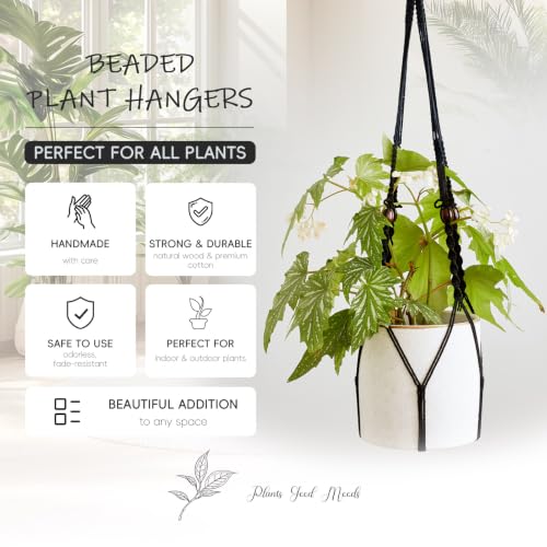 4Pack Macrame Plant Hangers Boho Hanging Planter for Indoor Plants - color: Black