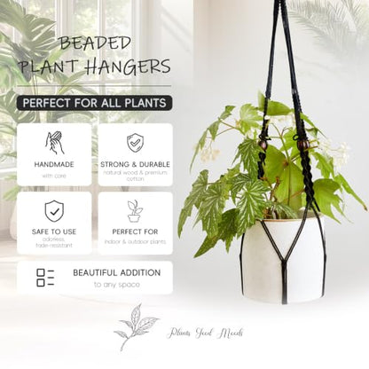 4Pack Macrame Plant Hangers Boho Hanging Planter for Indoor Plants - color: Black