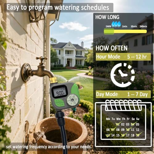 Drip Irrigation System with Water Timer Auto Watering System for Garden 5/16“ID and 1/4 Inch Pipe 162ft Adjustable Spray Kit, for Greenhouse, Garden, Lawn, and for Potted Plants - size: Kit 8a - 162 ft