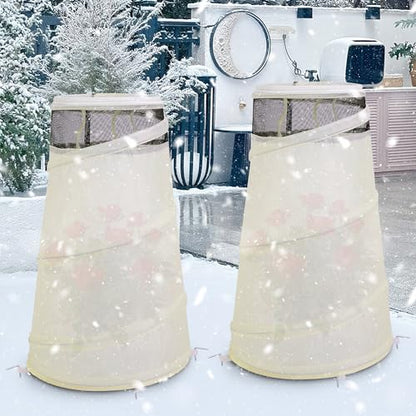 Purple Star 2 Pcs Pop Up Rose Cones for Winter Protection, 20" x 13" x 9" Winter Rose Collars Protective Cover, Freeze Protection Roses Bush Cover for Protecting Against Frost Wind and Animals Eating - color: White-2Pcs