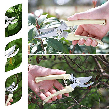 BUGUI Garden Shears Set of 2, Includes 1 Bypass Pruning Shears and 1 Straight Blade Garden Scissors, Sharp, Lightweight - style: Straight+Bypass